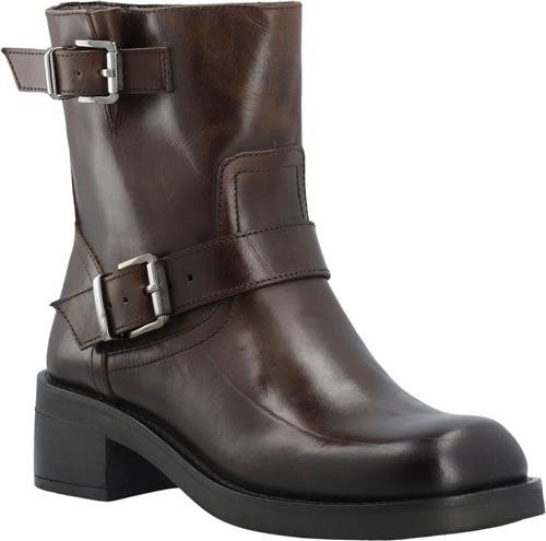 Bianco Biaharper Mid Calf Biker Boot Pull Up Leather Kvinde Chestnut Støvler Str 39 - hos Magasin