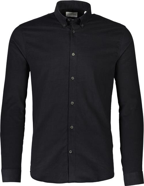 Lindbergh Fine Corduroy Shirt L/S Mand Sort Langærmede Skjorter Regular Fit Str L - Bomuld hos Magasin