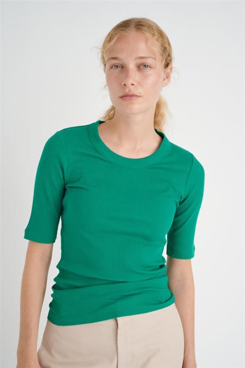 InWear Dagnaiw Tshirt Kvinde Emerald Green Kortærmede T-shirts Slim Fit Str XL - Bomuld hos Magasin