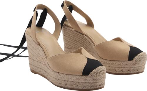 Se MANGO Laceup Espadrilles Kvinde Lt-pastel Pink Kilehæle Str 42 - hos Magasin ved Magasin