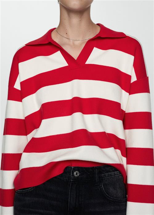 MANGO Striped Poloneck Sweater Kvinde Red Sweaters Plus Size Str XXS - hos Magasin