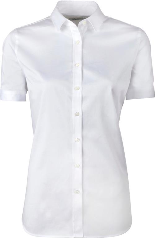 Stenströms Shirt F Short slv Stretch Satin Kvinde White Kortærmede Skjorter Str 46 - hos Magasin