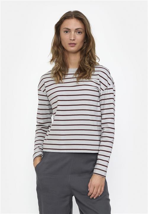 esmé studios Essigne LS Striped Tshirt - Gots Kvinde Pearl Blue Langærmede T-shirts Str XL - hos Magasin