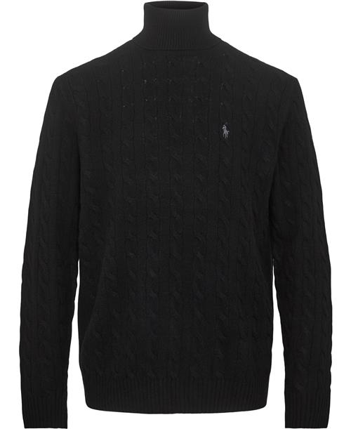 Polo Ralph Lauren Cable Woolcashmere Turtleneck Sweater Mand Sort Turtlenecks Str L - Uld hos Magasin