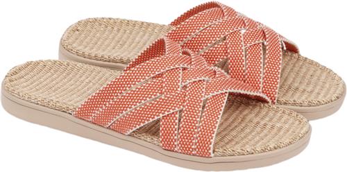 Lovelies Matara Triple Cross Sandal w/ Jute Sole Kvinde Mandarin Red Flade Sandaler Str 38 - hos Magasin