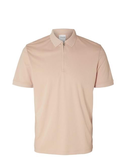 Se Selected Homme Slhfave Zip Ss Polo Noos Selected Homme Pink ved Booztlet