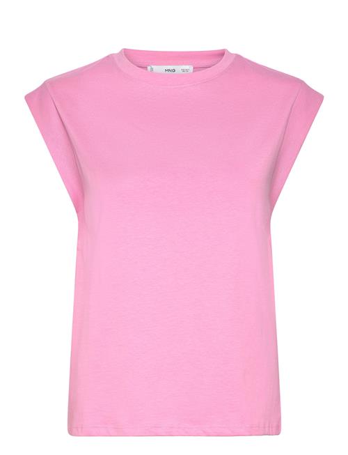 Se Mango Rounded Neck Cotton T-Shirt Mango Pink ved Booztlet