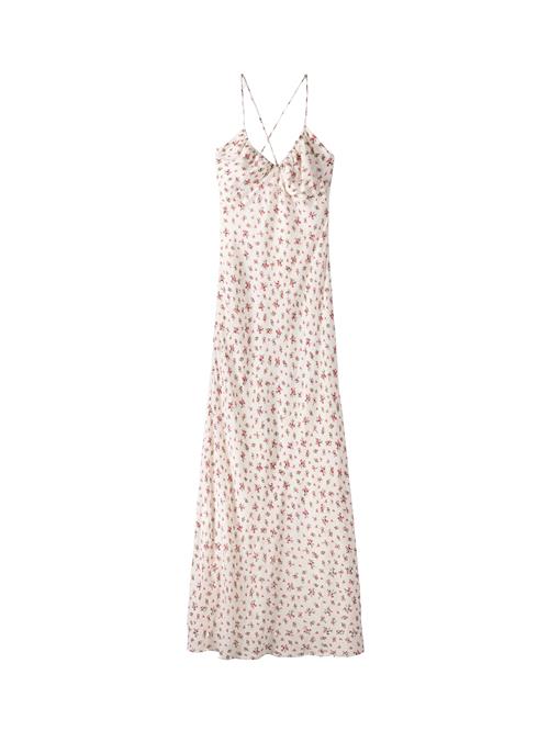 Bershka Sommerkjole  beige / mørkegrøn / lyserød / lys pink