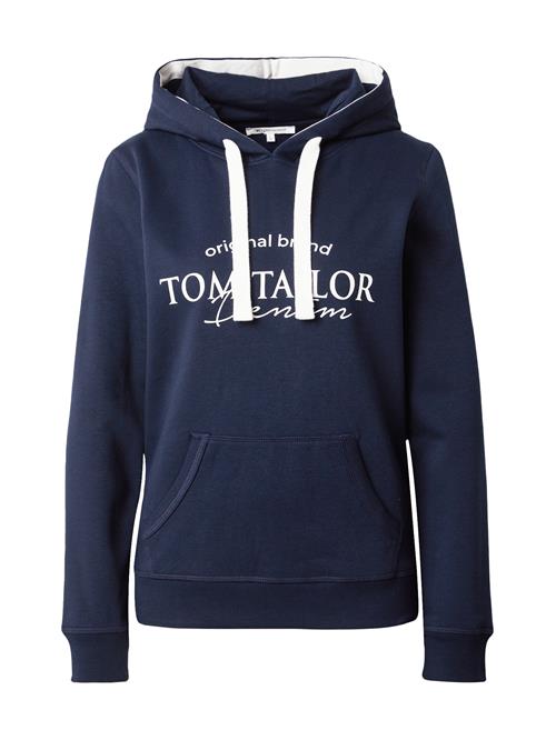 Se TOM TAILOR DENIM Sweatshirt  mørkeblå / hvid ved About You