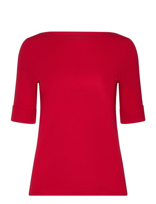 Se Lauren Ralph Lauren Stretch Cotton Boatneck Tee Lauren Ralph Lauren Red ved Booztlet