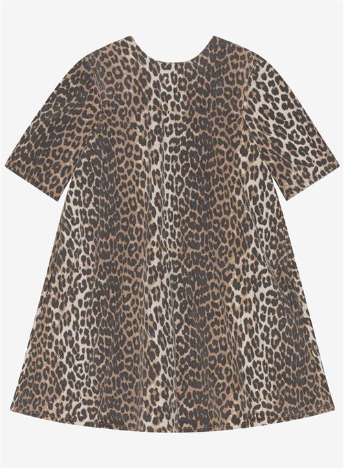 Se Ganni Print Denim A-line Mini Dress Leopard ved Number Nine