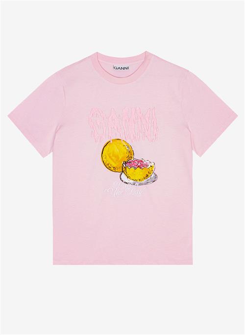 Ganni Basic Jersey Grapefruit Relaxed T-shirt Chalk Pink