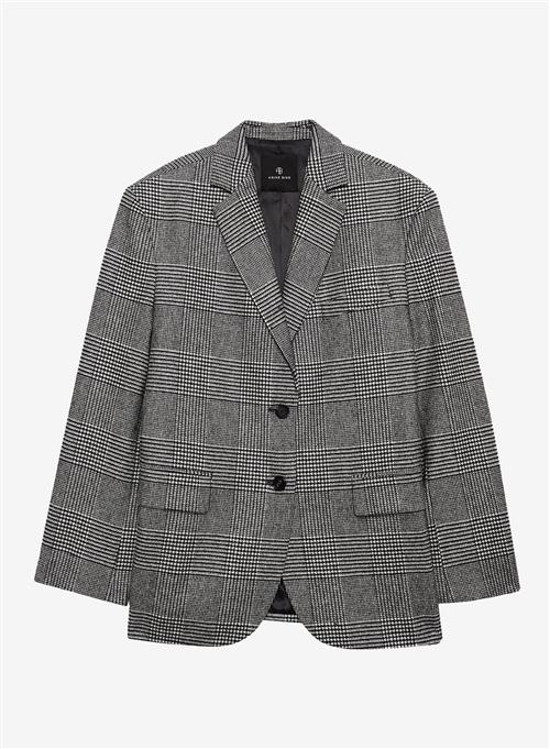 Anine Bing Quinn Blazer Black And Grey Plaid