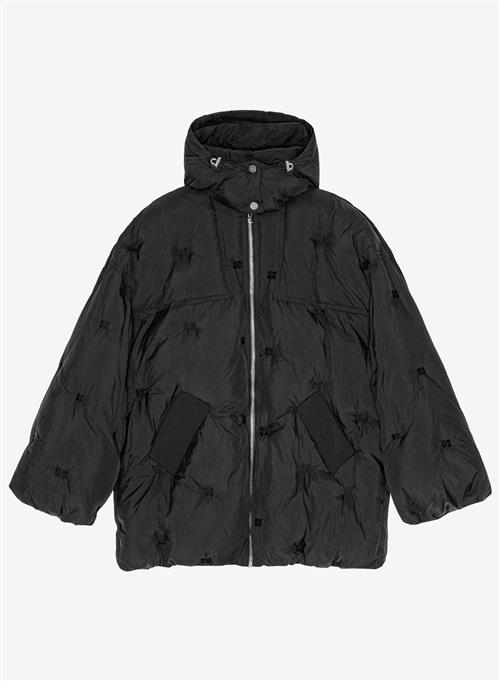 Ganni Nylon Tech Puffer Midi Jacket Black