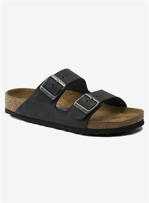 Se Birkenstock Arizona Soft Footbed Natural Leather Oiled Black ved Number Nine