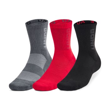 Under Armour Strømper 3P Mid Crew Maker Socks Sort/Rød Large