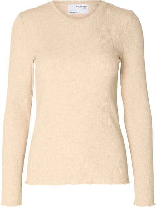 Se Selected Femme Slfanna LS Crew Neck TEE S Noos Kvinde Oatmeal Skjorter Regular Fit Str XS - hos Magasin ved Magasin