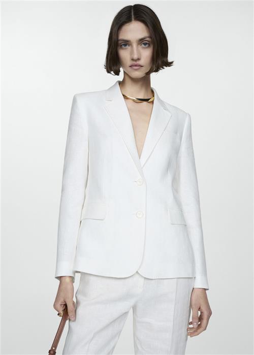 MANGO 100 Linen Suit Blazer Kvinde White Blazere Str XS - hos Magasin