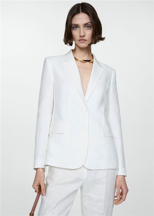 MANGO 100 Linen Suit Blazer Kvinde White Blazere Str XXL - hos Magasin