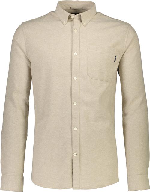 Lindbergh Brushed Twill Shirt L/S Mand Sand Langærmede Skjorter Str S - Bomuld hos Magasin