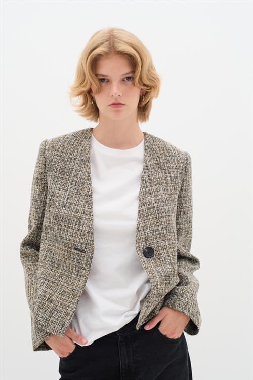 Se InWear Nevaiw Jacket Kvinde Beige Melange Blazere Regular Fit Str 42 - hos Magasin ved Magasin