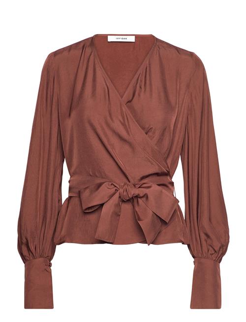 Se Cropped Wrap Blouse IVY OAK Brown ved Booztlet