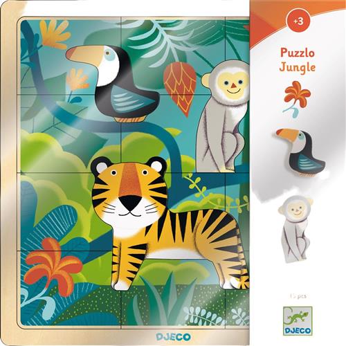 Se Djeco Jungle Træpuslespil | Grønn | 3-8 ved Babyshop