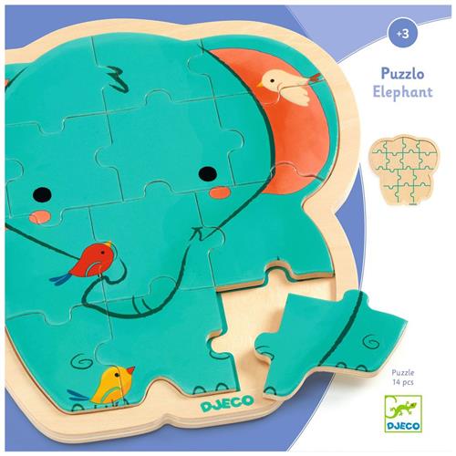 Se Djeco Elephant Puslespil Blåt | Grønn | 3-6 ved Babyshop