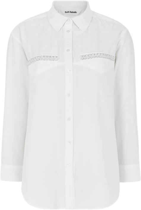 Soft Rebels Srgenesis Shirt Kvinde Snow White Langærmede Bluser Relaxed Fit Str XL - hos Magasin