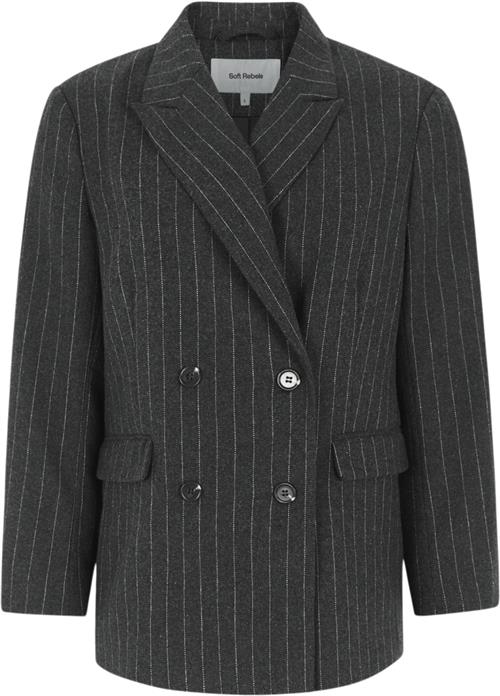 Se Soft Rebels Sremery Loose Blazer Kvinde Dark Grey Melange Blazere Str L - Uld hos Magasin ved Magasin