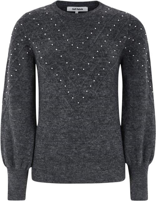 Soft Rebels Sradelina Knit Kvinde Medium Grey Melange Langærmede Bluser Str XS - hos Magasin