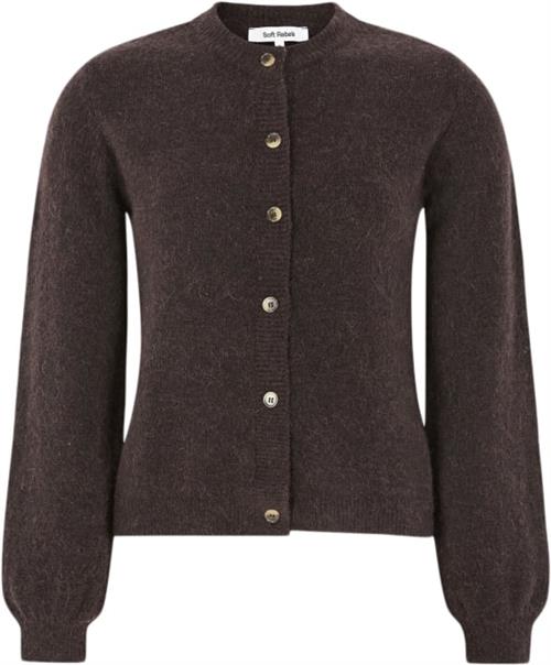 Se Soft Rebels Srallison Oneck Cardigan Knit Kvinde Chocolate Plum Melange Langærmede Bluser Str S - hos Magasin ved Magasin