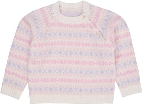 Copenhagen Colors Merino Pattern Pull Over Kvinde Lavender Combi Sweaters Str 92 Merino - hos Magasin