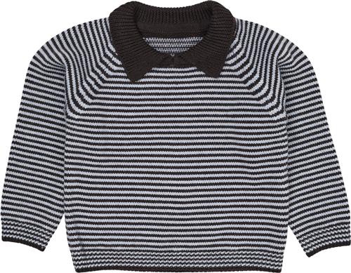 Copenhagen Colors Merino Striped Blouse W. Collar Str 92 Merino - Dk Brown/dusty B Strik hos Magasin