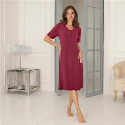 Se Lady Avenue Bamboo Long Nightdress, Short Sleeve Natkjoler Str L - Spandex hos Magasin ved Magasin