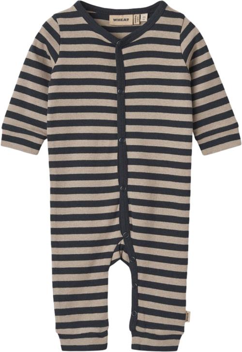 Wheat Heldragt Bendji Str 80/12m - Navy Stripe Heldragter Bomuld hos Magasin