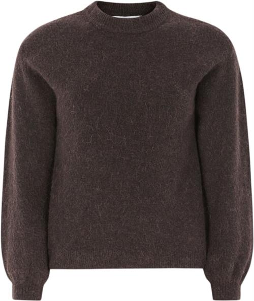 Soft Rebels Srallison Knit Kvinde Chocolate Plum Melange Langærmede Bluser Regular Fit Str S - hos Magasin