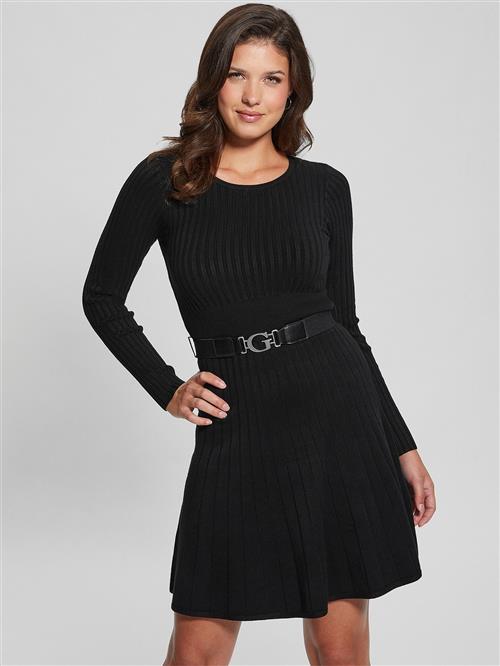 Se GUESS LS RIB Pleated Paige Swtr DRS Kvinde Jet Black A996 Toppe Str XL - hos Magasin ved Magasin