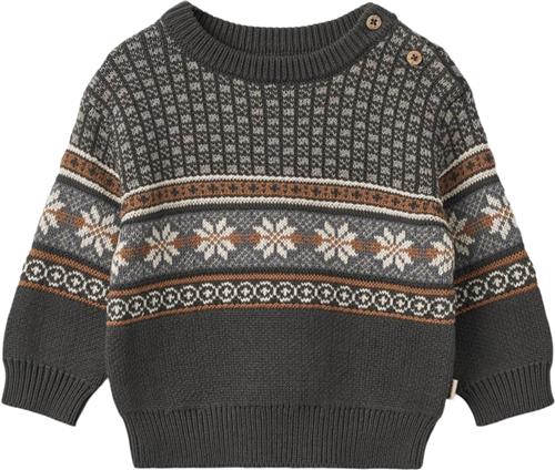 Wheat Jacquard Pullover Elias Str 80/12m - Raven Toppe Bomuld hos Magasin