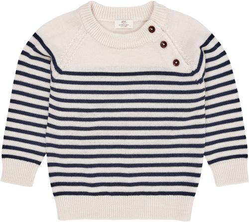 Copenhagen Colors Merino Classic Striped Pullover Kvinde Cream/navy Strip Sweaters Str 98 Merino - hos Magasin