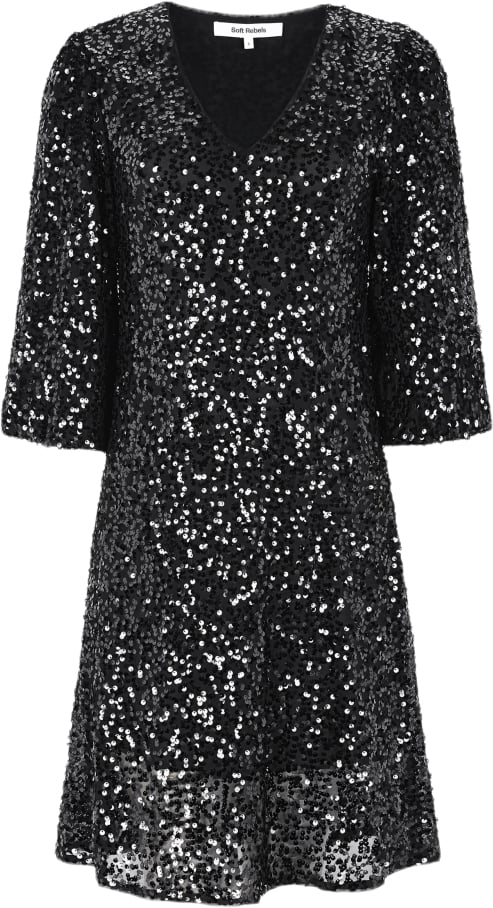 Soft Rebels Sraudrey Dress Kvinde Black Midi Kjoler Str L - hos Magasin