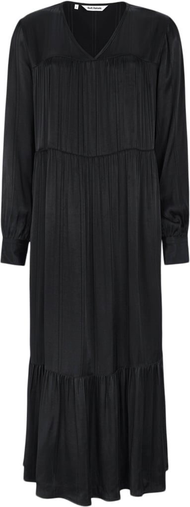 Soft Rebels Srmadelyn Freja Dress Kvinde Striped Jacquard Black Midi Kjoler Str XS - hos Magasin