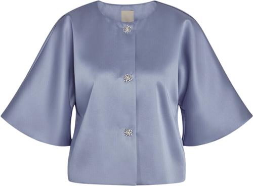 PBO Maison Blouse Kvinde Blue Stone Kortærmede Bluser Str 42 - hos Magasin