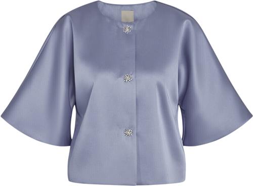 PBO Maison Blouse Kvinde Blue Stone Kortærmede Bluser Str 36 - hos Magasin