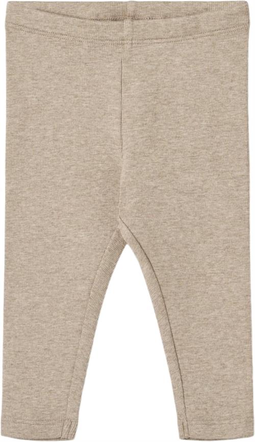 Wheat Rib Leggings Maddy Str 2 år / 92 cm - Gravel Melange Leggings Bomuld hos Magasin