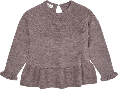 Copenhagen Colors Merino Knit Blouse With Frill Str 98 Merino Piger - Natural Melange Strik hos Magasin