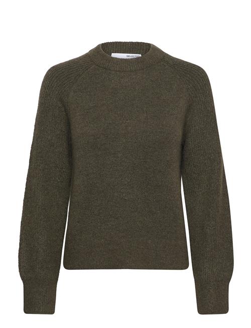 Slfrena Ls Knit O-Neck Camp Selected Khaki