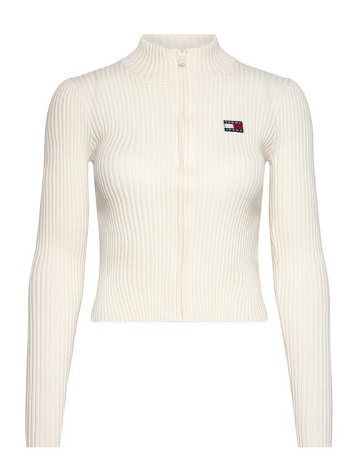 Se Tommy Jeans Tjw Zip Thru Badge Cardigan Tommy Jeans White ved Booztlet