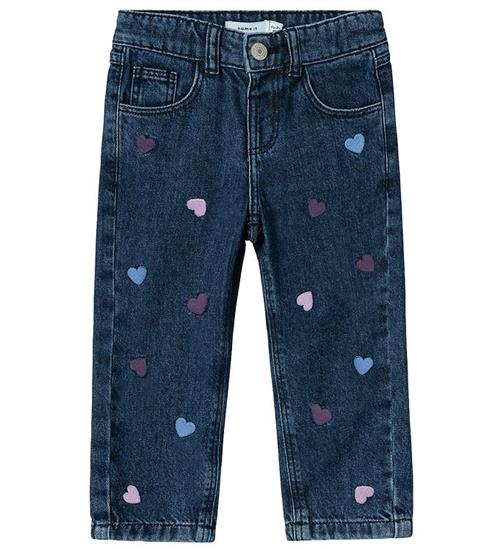 Se Name It Jeans - Noos - NmfBella - Dark Blue Denim m. Hjerter ved KidsWorld