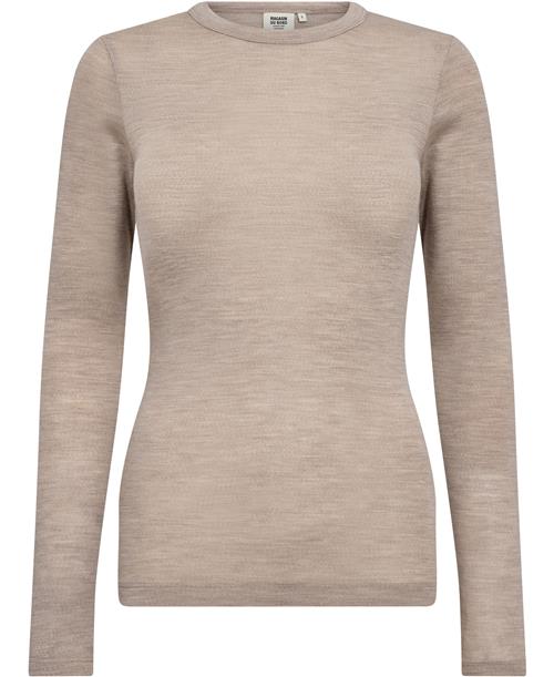 Magasin du Nord Collection Magasin Cilla 1 RWS Merino Wool Kvinde Sand Melange Langærmede Tshirts Str S Merino